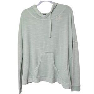 Fox Mint Green Knit Pull-over Hoodie Sweater Kangaroo Pocket Women's Size L